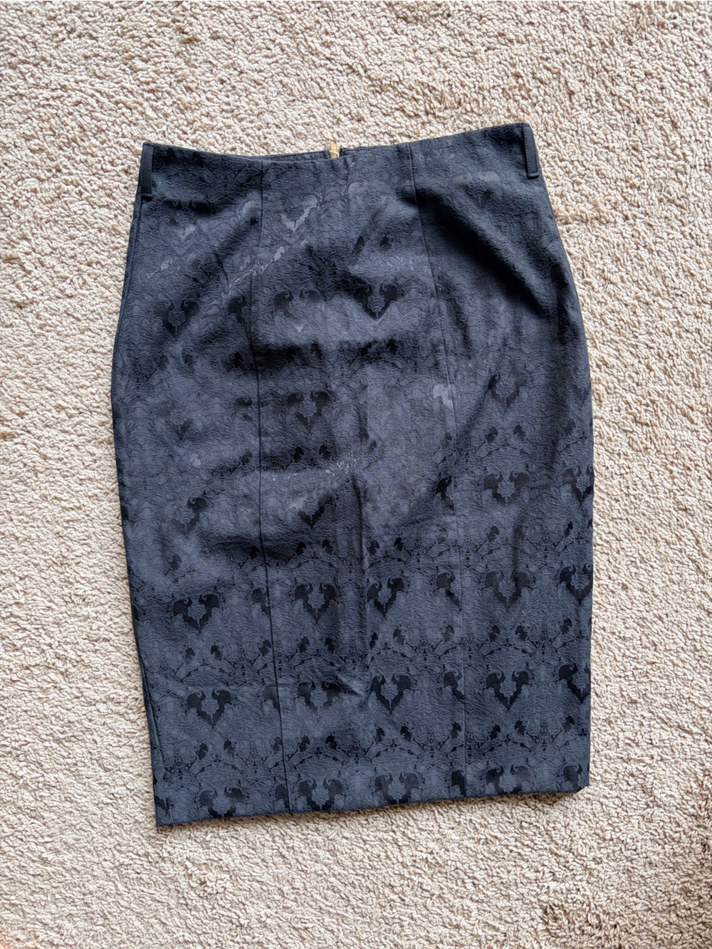 New Look Classic Black Jacquard Pencil Skirt Sz 6
